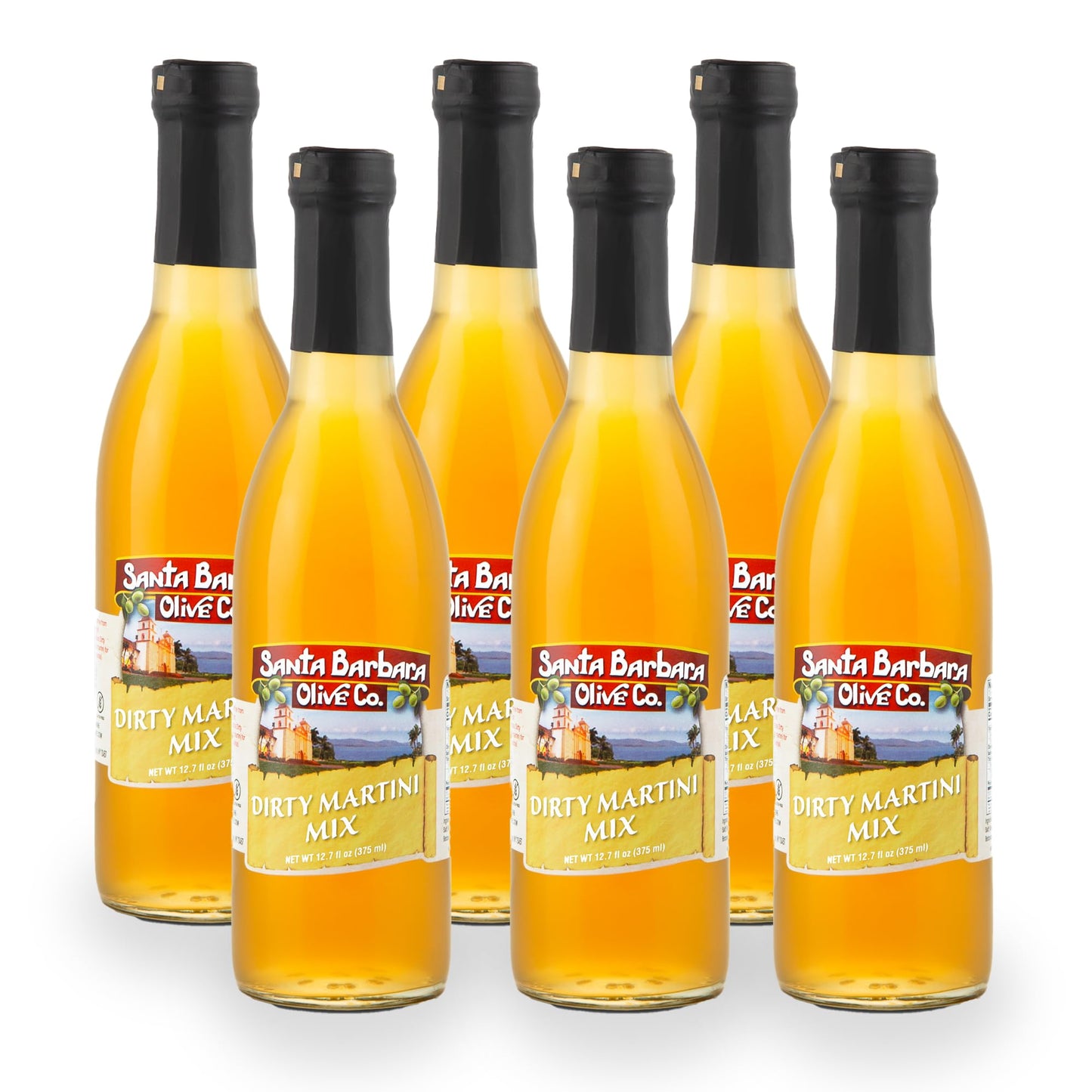 SANTA BARBARA OLIVE CO. Dirty Martini Mix - All-Natural Olive Brine - 6-Pack, 375mL Each