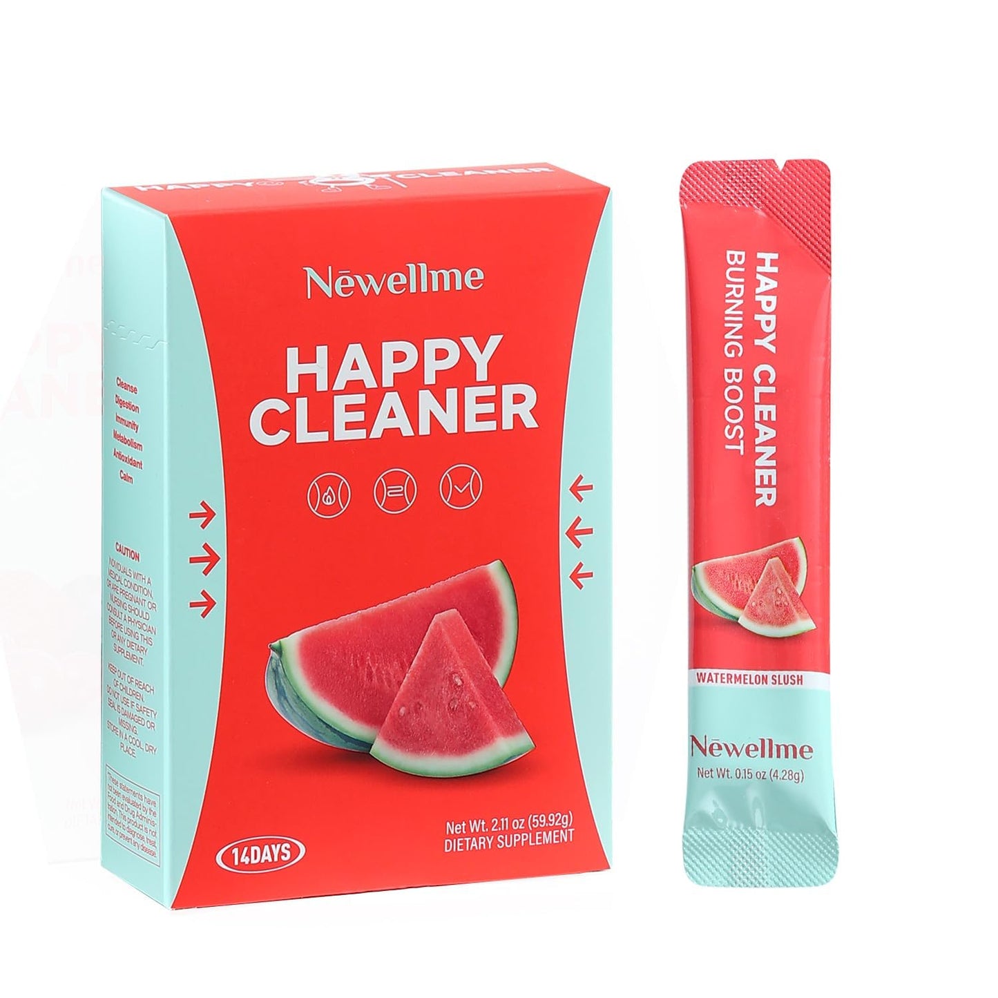 Newellme Watermelon Berry Superfoods Happy Cleaner Powder, Happy Cleaner Para Bajar De Peso Drink, Natural Antioxidant & Greens 