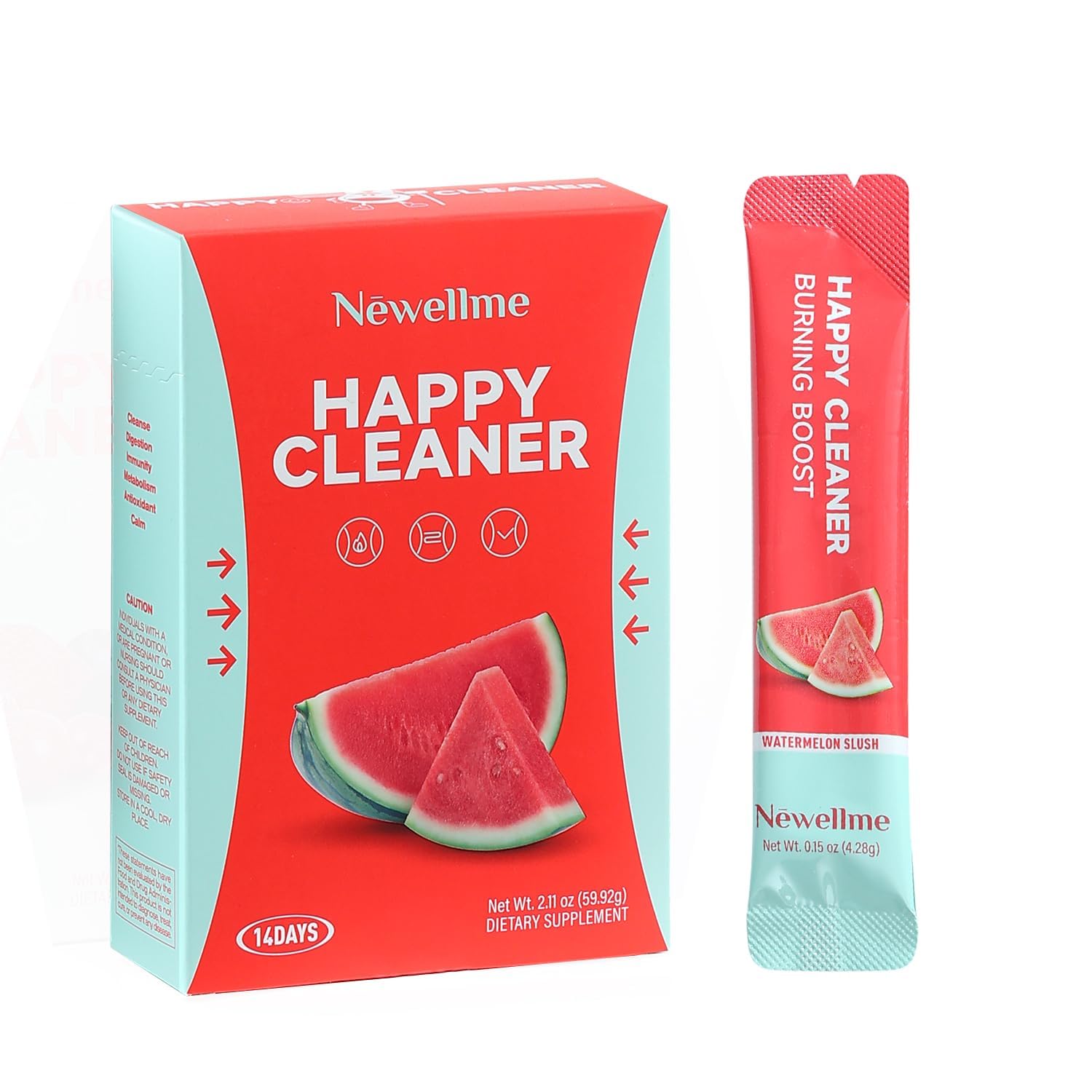 Newellme Watermelon Berry Superfoods Happy Cleaner Powder, Happy Cleaner Para Bajar De Peso Drink, Natural Antioxidant & Greens 