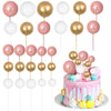 Gyufise 30Pcs Balls Cake Topper Mini Balloons Cake Toppers Foam Ball Cake Decorations Balloon Cake Topper Ball Shaped Cake Inser
