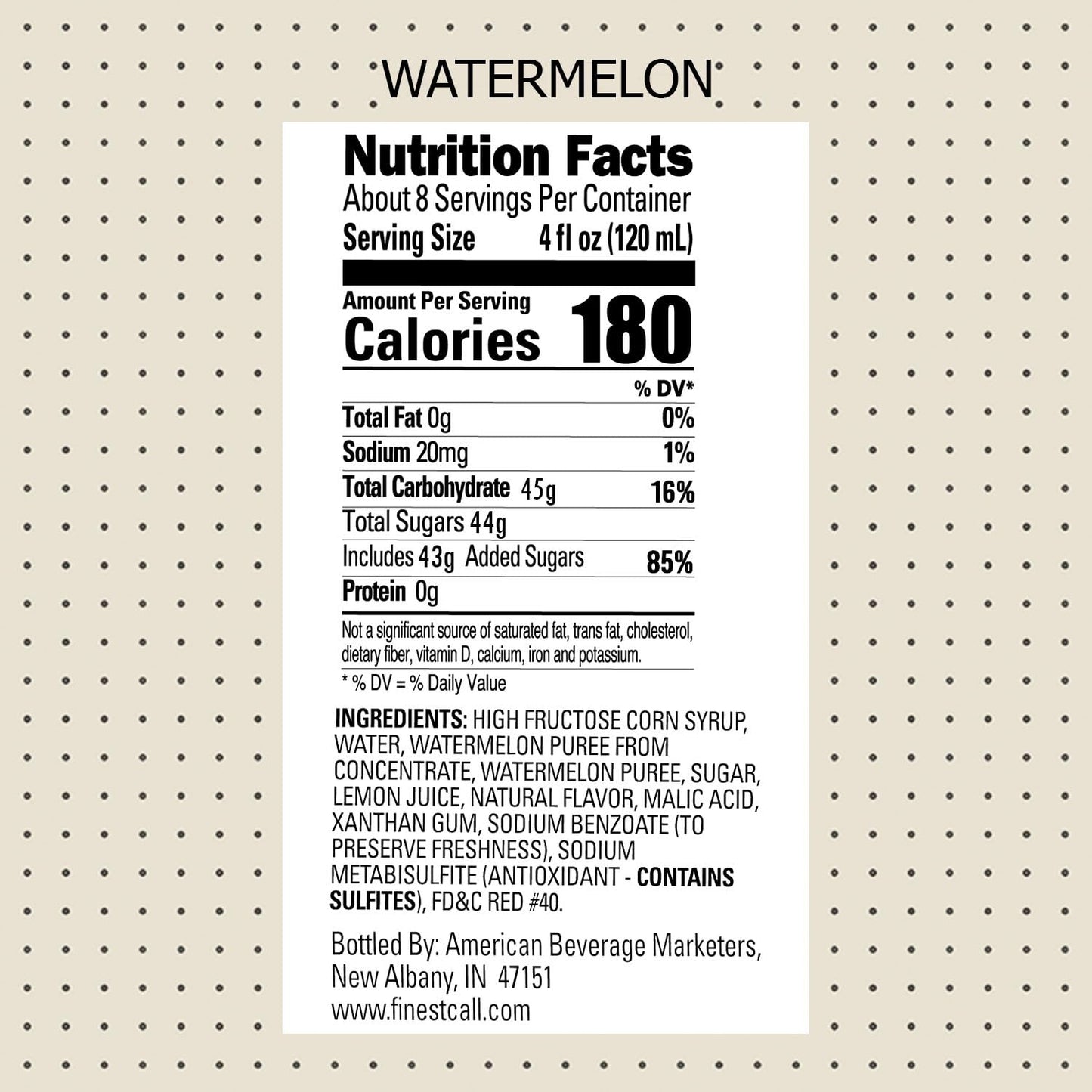 Finest Call Watermelon Fruit Puree Drink Mix, 1 Liter Bottle (33.8 Fl Oz), Pack of 3