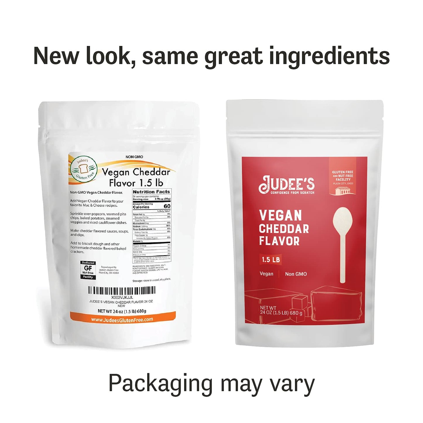 Judees Vegan Cheddar Flavor Powder 1.5Lb (24Oz) - 100% Non-Gmo, Vegan, Gluten-Free & Nut-Free - Great Dairy Cheese Powder Altern