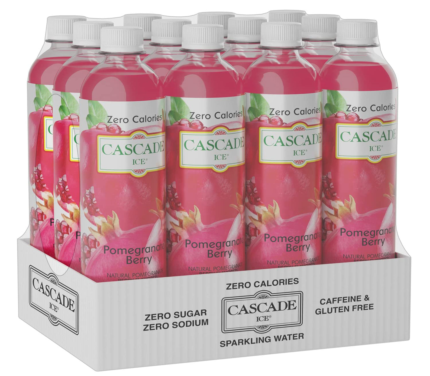 Cascade Ice Sparkling Water, Pomegranate Blueberry, 17.2 Fl Oz, Pack of 12