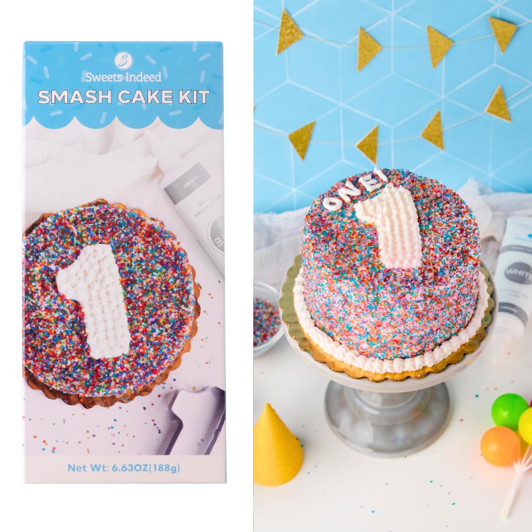 Sweets Indeed Birthday Smash Cake Kit, Cookie Cutter & Frosting, 6.63 oz, Sweetheart Color