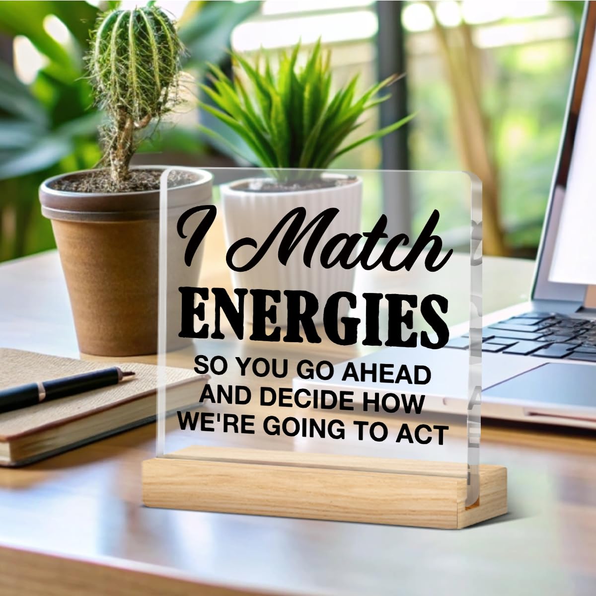 Funny Office Gifts For Coworker Social Worker Leader Boss Friends, Zen Desk Signs Decor Humor Quotes Decoration Gifts I Match En