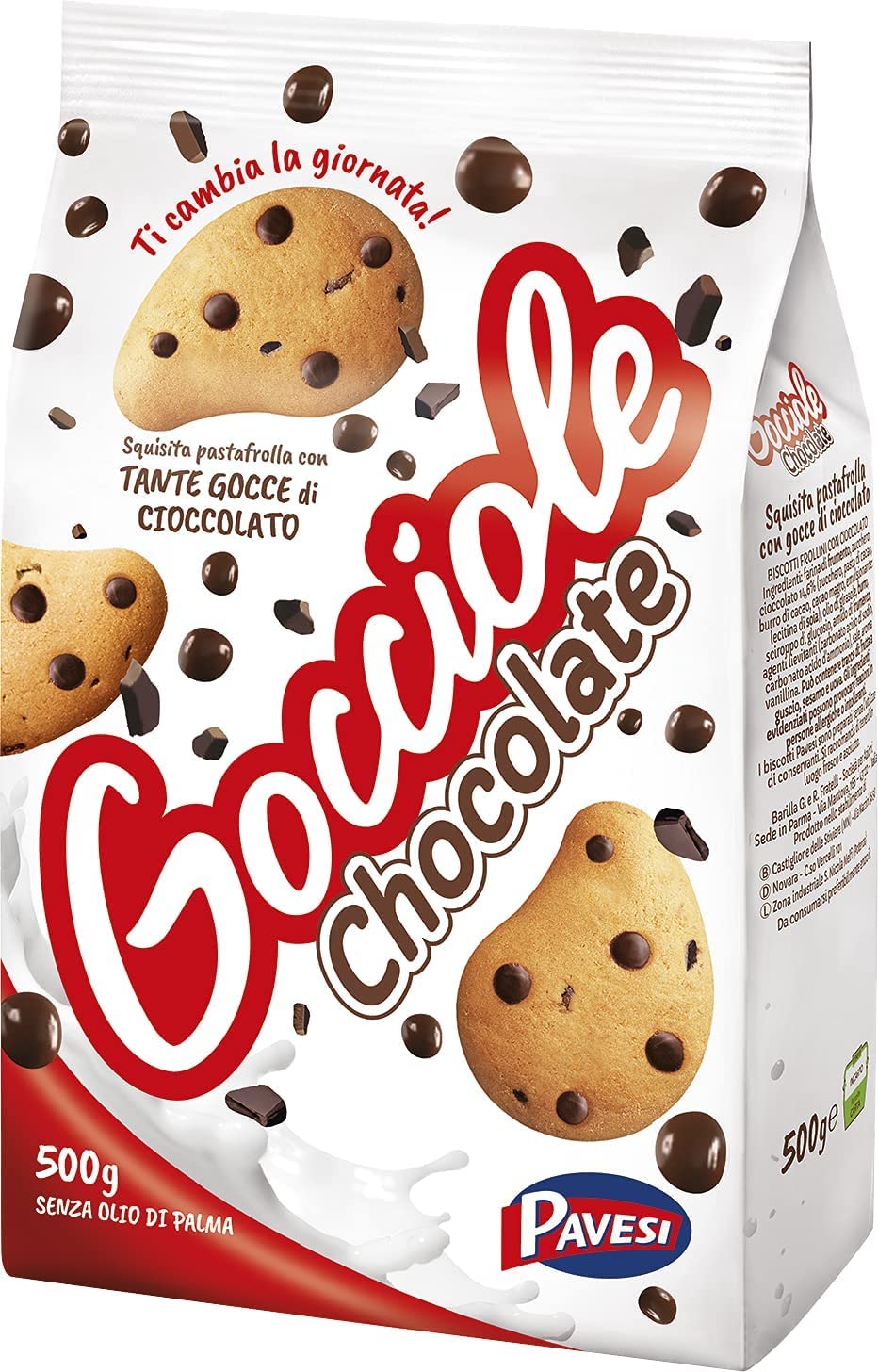 Pavesi Gocciole Chocolate Biscuits with Chocolate Drops, No Palm Oil, 17.6 Oz (Pack of 3)