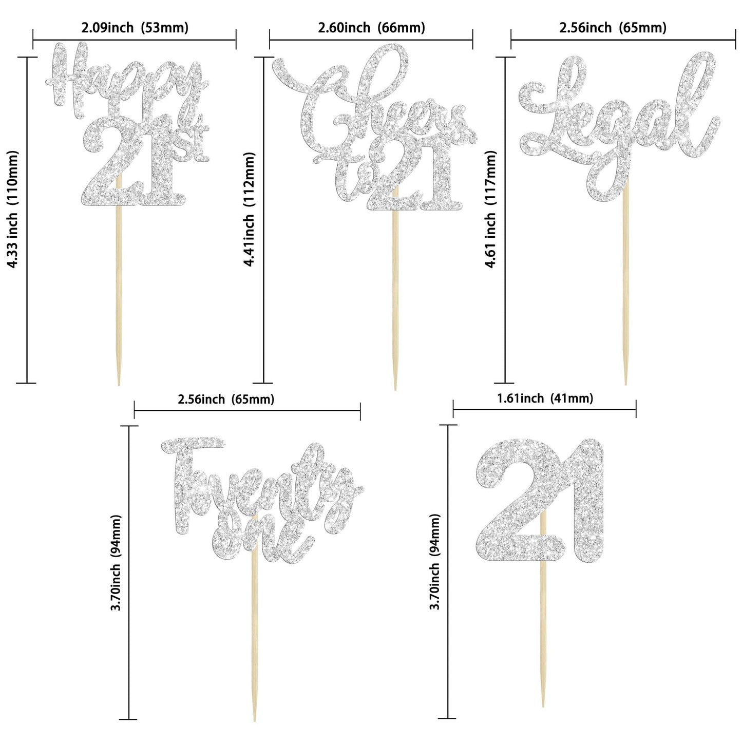 30 Pack Happy 21St Birthday Cupcake Toppers Glitter Twenty-One Cheers To 18 Years Old Birthday Cupcake Picks For Happy 21St Birt