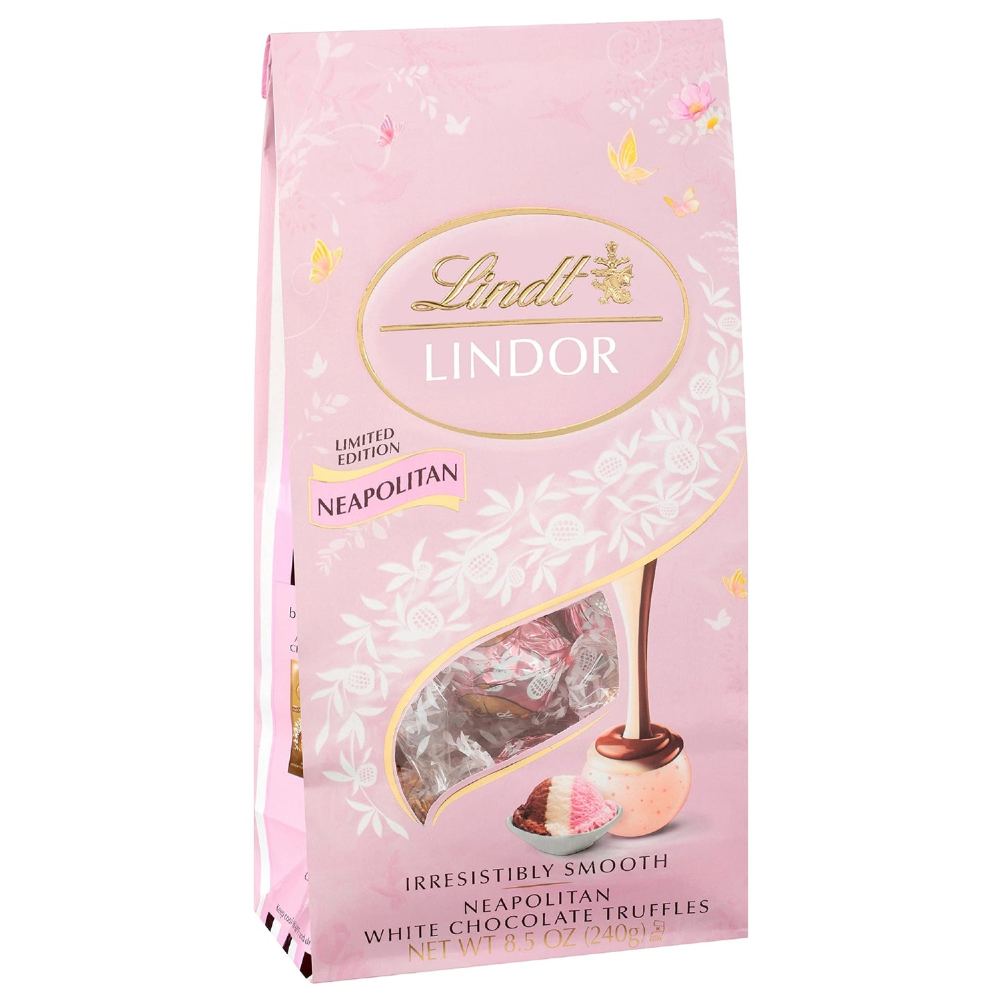 Lindt LINDOR Spring Neapolitan White Chocolate Truffles, Chocolates with Smooth, Melting Truffle Center, 8.5 Oz Bag
