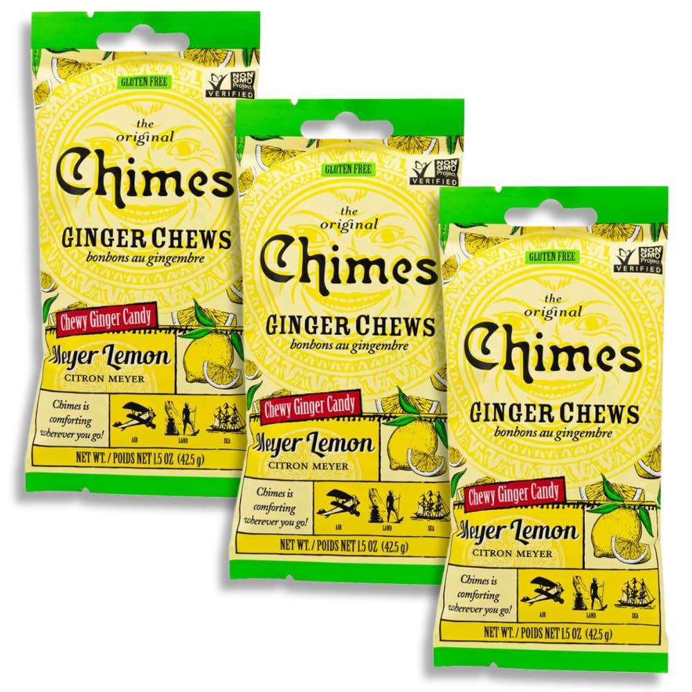 Seasonal Original Chimes Ginger Chews Meyer Lemon Chewy Candy, 1.5 Oz (Pack Of 3)