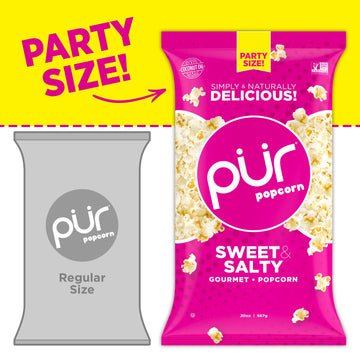 Pur Popcorn | Made With Coconut Oil | Party Size Bag | Sweet & Salty | Guilt-Free & Healthy Snack | Gluten Free, Vegan & Non-Gmo