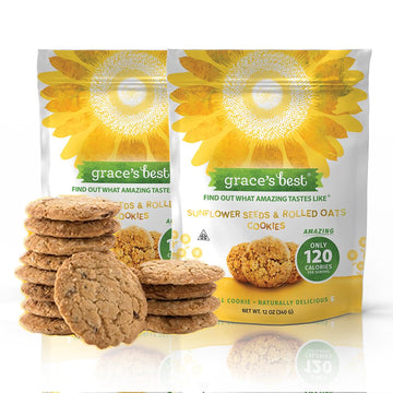 Graces Best Cookies - Sweet and Crunchy Snack with Sunflower Seeds and Oats - 12oz Pack of 2