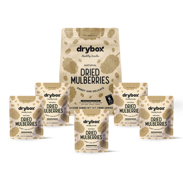 Drybox Dried White Mulberries Snacks 5 Pack No Sugar Added | Non-GMO Gluten Free Dried Fruit | Great for School Lunches, Office 