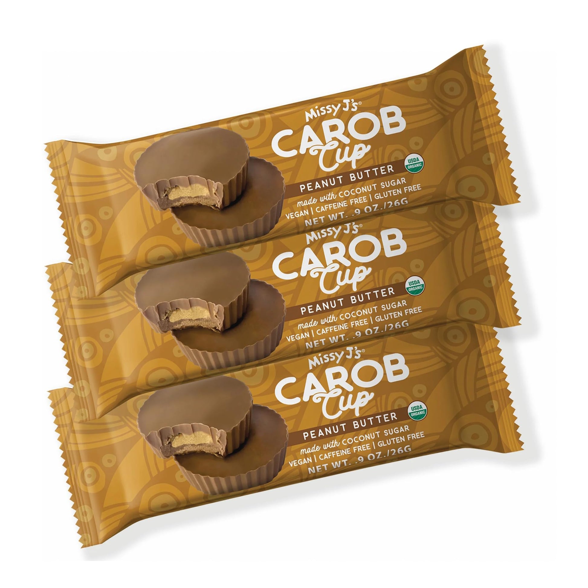 Missy Js Organic Peanut Butter Carob Cups, Vegan, Gluten-Free, 9 Oz (3 Pack)