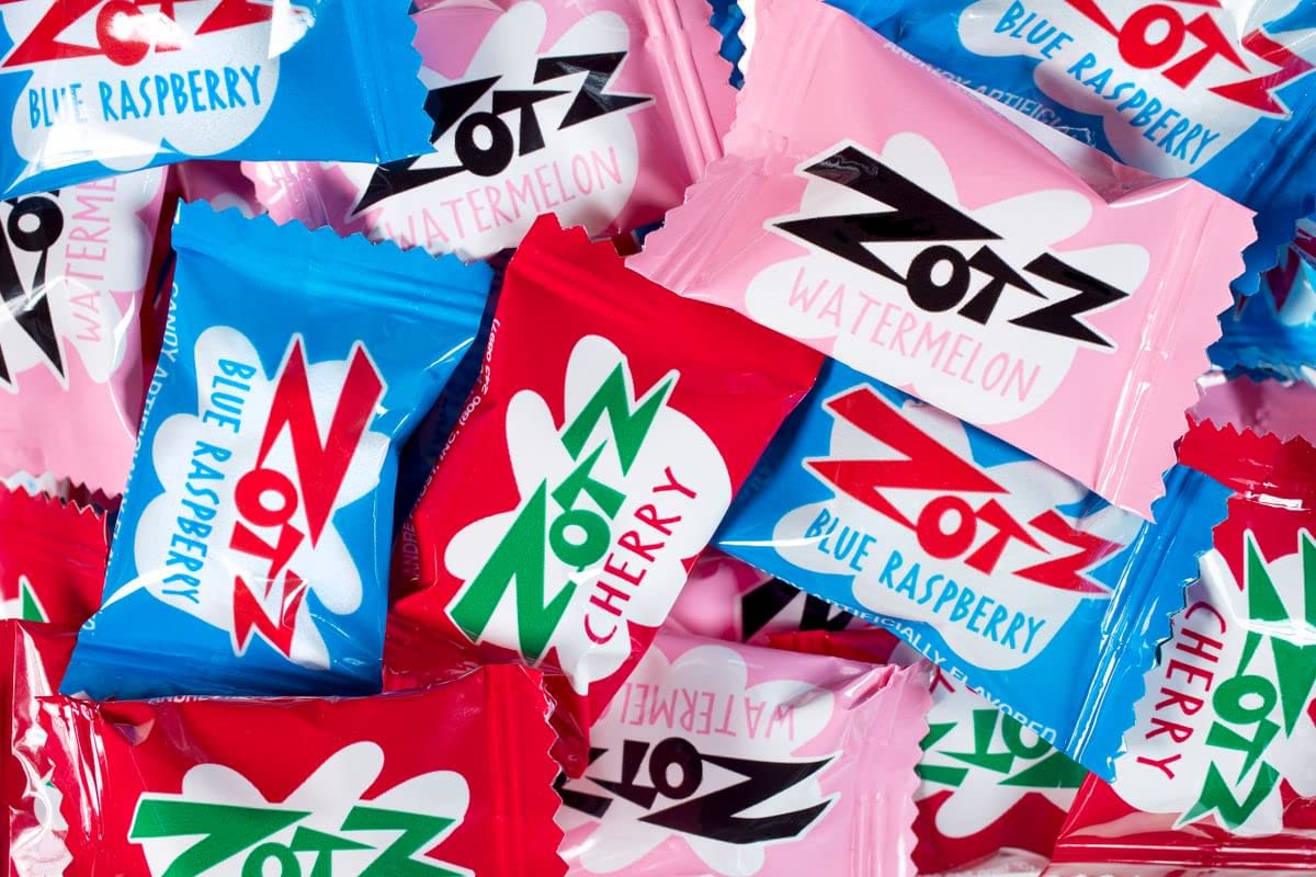 Zotz Fizz Power Candy Assorted - Fruit Flavored Hard Candy With A Fizzy Center | 230G Bag, Single Pack | Cherry, Watermelon & Bl