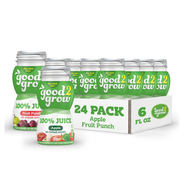 good2grow 100% Apple and Fruit Punch Juice 24-pack of 6-Ounce BPA-Free Juice Bottles, Non-GMO with No Added Sugar and an Excelle