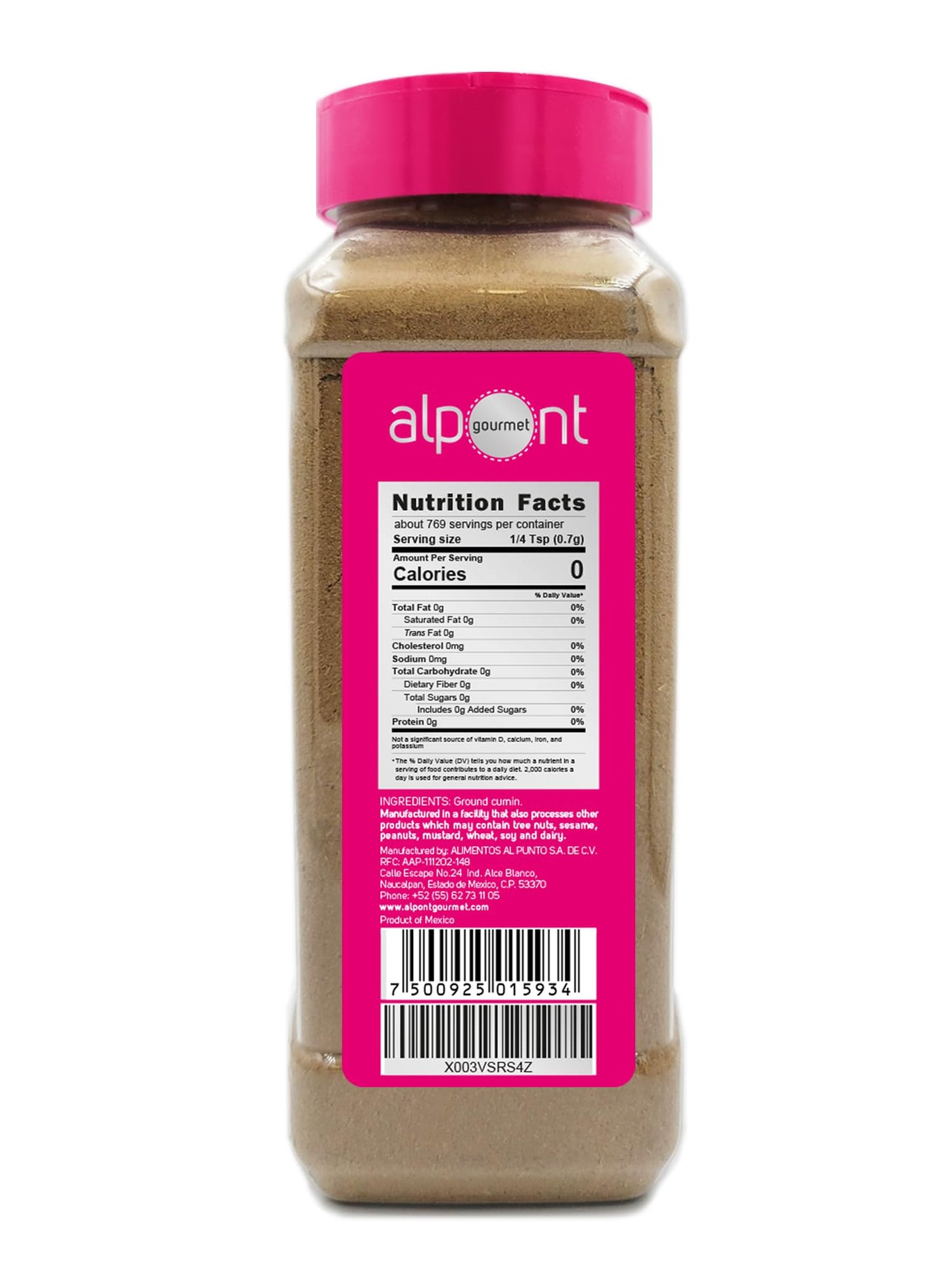 Alpont Gourmet Ground Cumin - 19Oz (538G), All Natural, Non-Gmo, Packed To Keep It Fresh, Premium Quality