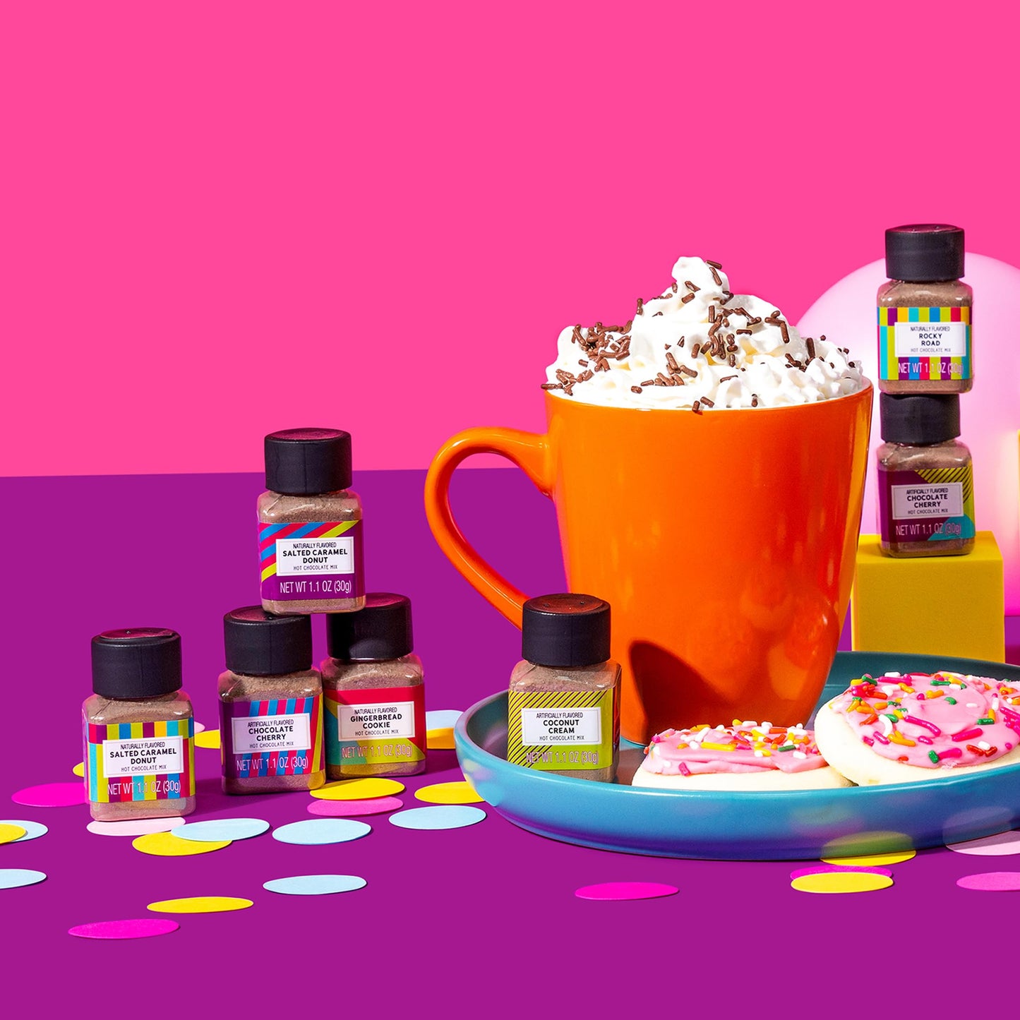 BomBombs, Hot Chocolate Mix Gift Set in Mini Bottles, Flavors Include Rocky Road, Pumpkin Pie, Chocolate Cherry, Peppermint Swir