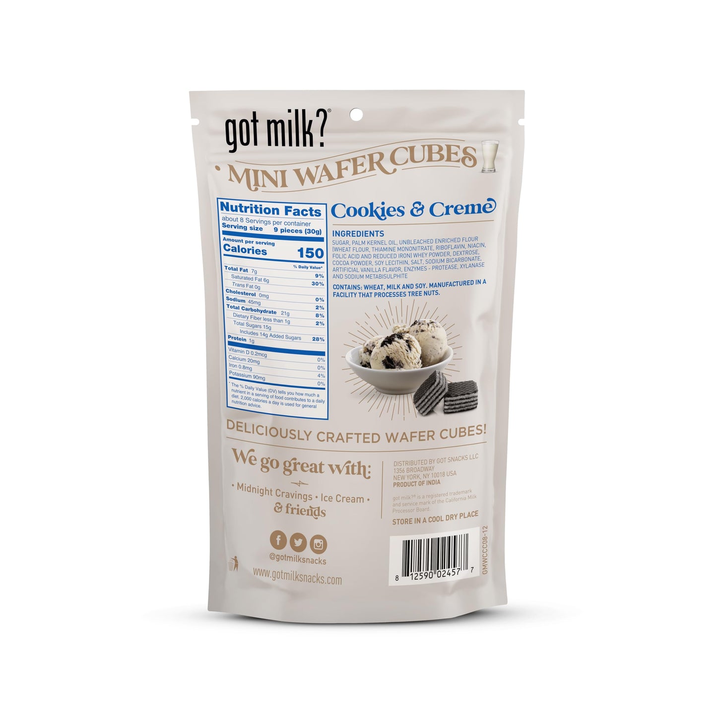 Got Milk Cookies & Crme Wafer Cubes, Delicious Wafer Squares For Dessert Or Snack, 8.8 Oz.
