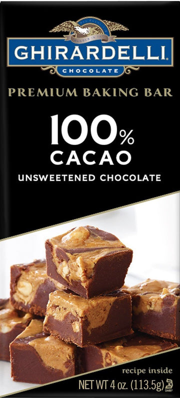 Ghirardelli Chocolate Baking Bar, 100% Cacao Unsweetened Chocolate, 4-Ounce Bars (Pack Of 6)