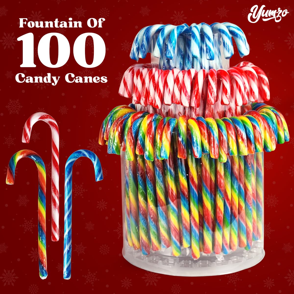 Yumzo Christmas Candy Canes Gift Set - Blue/White Peppermint & Red/White Cherry Mix - 100 Count Individually Wrapped