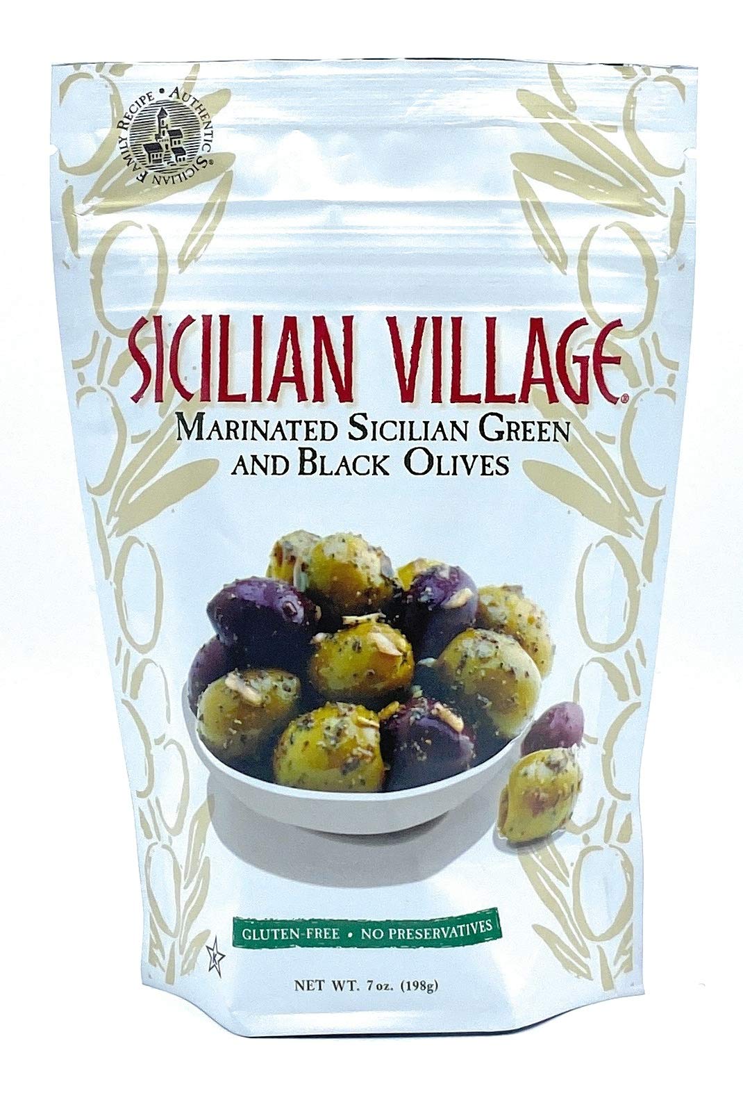 Sicilian Village Marinated Green and Black Olives  7 Ounce