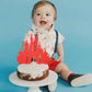 EONNCNT Castle Cake Topper - Red Glitter Cardboard Decoration for Birthday Parties and Baby Showers