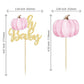 Gyufise 24Pcs Pumpkin Oh Baby Cupcake Toppers Pink Fall Pumpkin Cupcake Picks Baby Shower Cake Decorations Pumpkin Themed Baby S