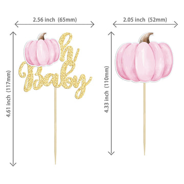 Gyufise 24Pcs Pumpkin Oh Baby Cupcake Toppers Pink Fall Pumpkin Cupcake Picks Baby Shower Cake Decorations Pumpkin Themed Baby S