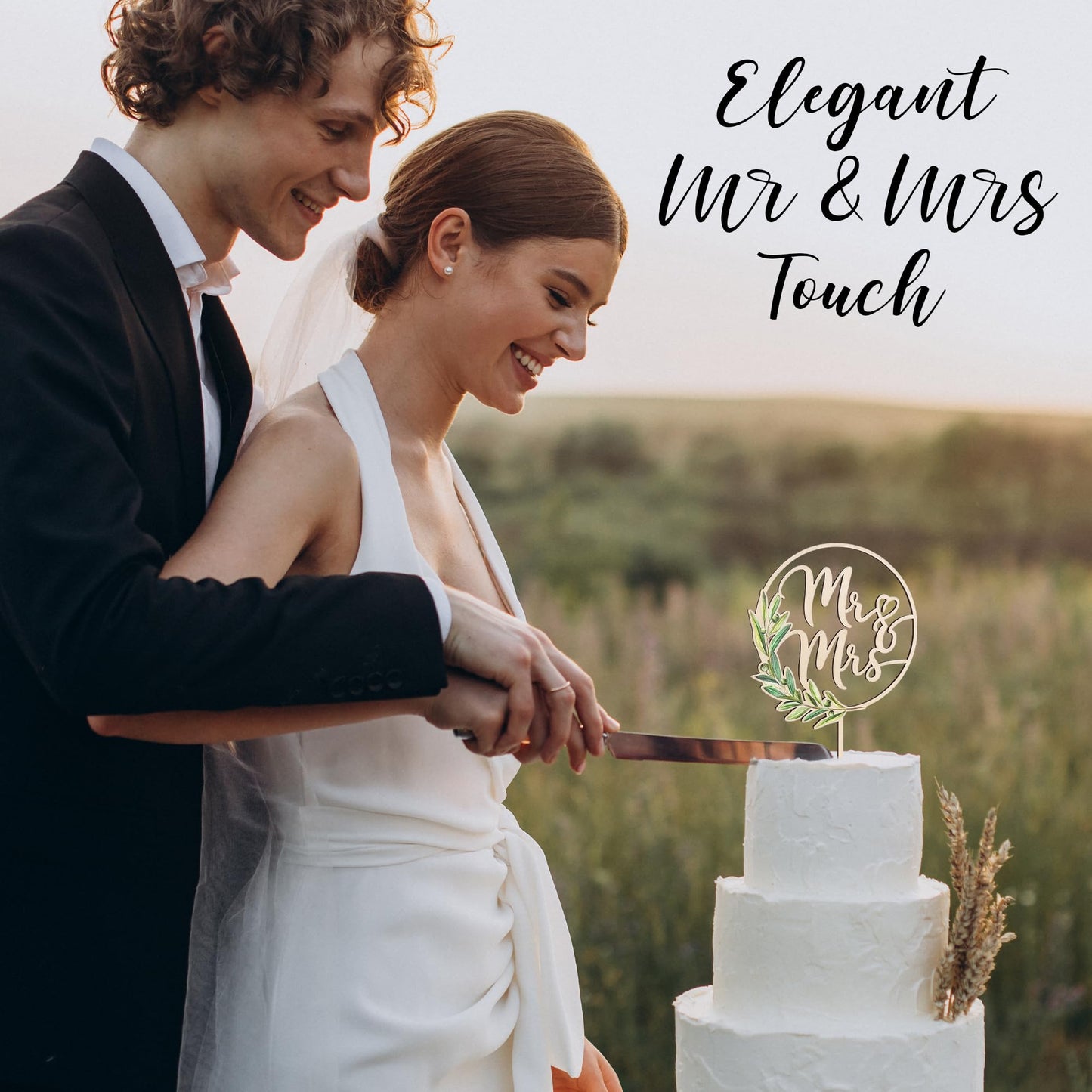 Wooden Mr And Mrs Cake Topper, Rustic Wedding Cake Toppers Bride And Groom, Novios Para Pastel De Boda, Wedding Essentials Must Have 2025, His And Hers Gifts (Greeny)