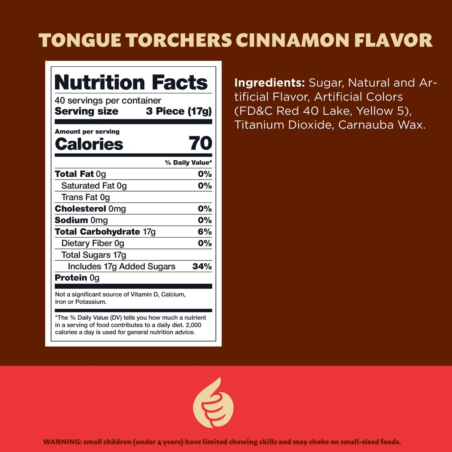 Tongue Torchers Hot Cinnamon Flavor Hard Candy, 1.5-Pound Bag (About 120 Pieces)
