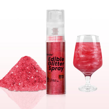 Ruby Edible Glitter Spray 8g, 100% Food Grade, Kosher & Halal, Shimmer Edible glitter for Drinks, Cocktail, Cupcake, Desserts