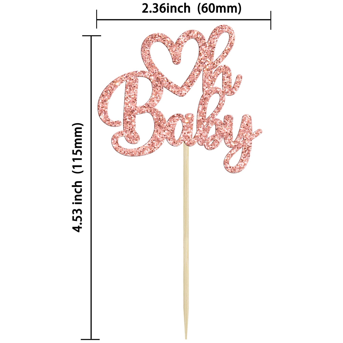 Gyufise 24 Pack Rose Gold Glitter Valentine Oh Baby Cupcake Toppers Valentine Day Cake Toppers Baby Shower Oh Baby Cupcake Picks