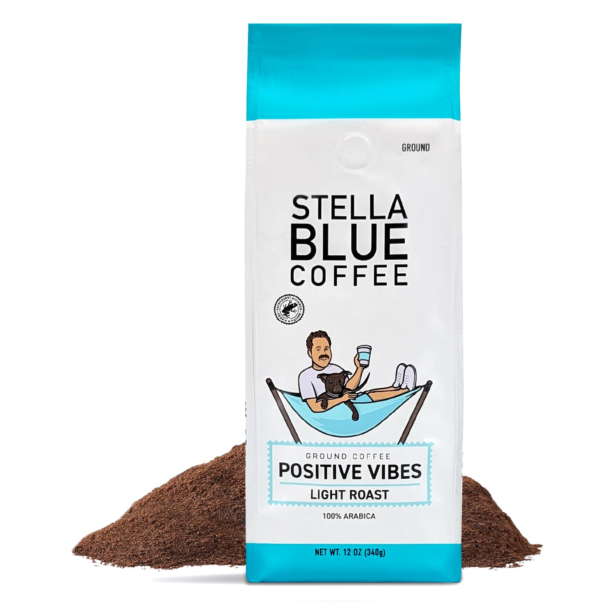 Stella Blue Fresh Ground Coffee Positive Vibes Blend 100% Arabica Light Roast 12 Ounce Bag
