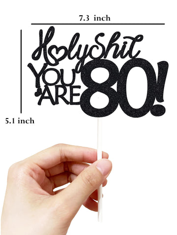 80 Cake Toppers, 80 Birthday Cake Toppers-Black Glitter, Funny 80Th Cake Topper For Men For Women, 80Th Birthday Decorations,80T