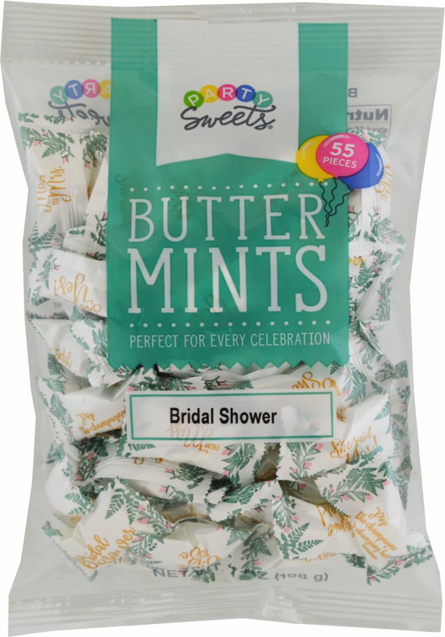 Party Sweets Bridal Shower Buttermints, Individually Wrapped, 7 oz, Pack of 6, White, 330 Pieces