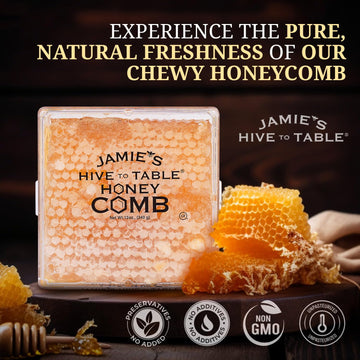 Jamie'S Hive To Table 100% Raw Honeycomb, 12 Oz - All-Natural Pure Georgia Honeycomb, No Additives Or Preservatives, Non-Gmo