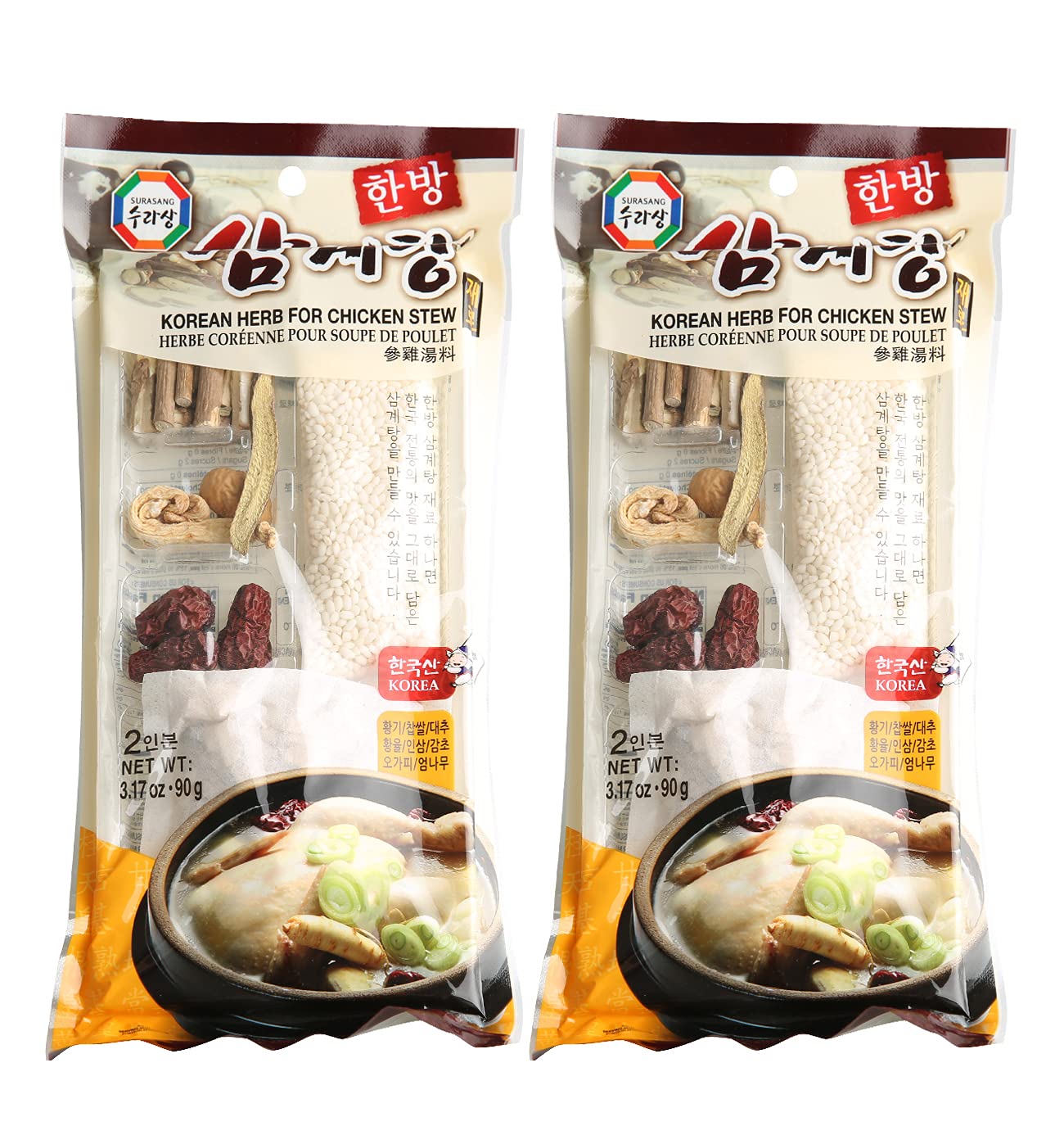 Surasang Samgyetang Herb Kit, Korean Ginseng Chicken Soup Ingredients, 3.17 Ounce