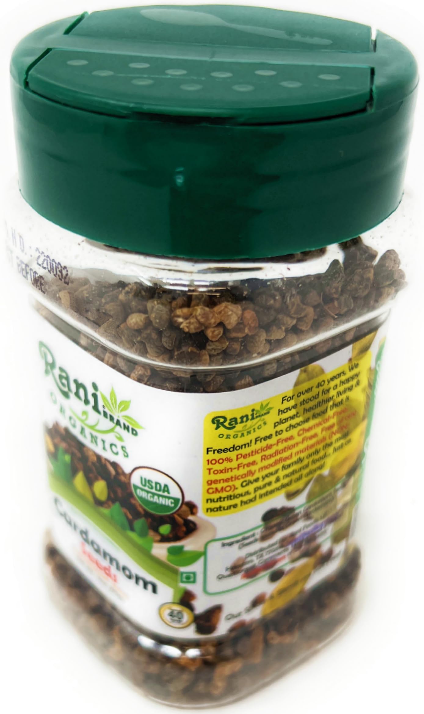 Rani Organic Cardamom (Elachi) Decorticated Seeds (From Green Cardamom) Indian Spice 3.5Oz (100G) Pet Jar ~ All Natural | Vegan