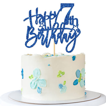 Roadsea Happy 7Th Birthday Cake Topper - Kid Girl Boy Seven Years Old Birthday Cake Supplies - 7Th Birthday Party Decorations -