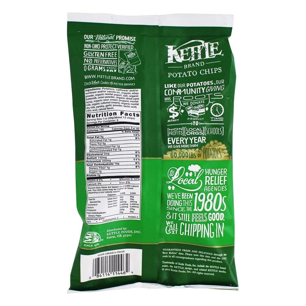 Kettle Foods Chip Potato Sour Cream & Onion, 5 oz