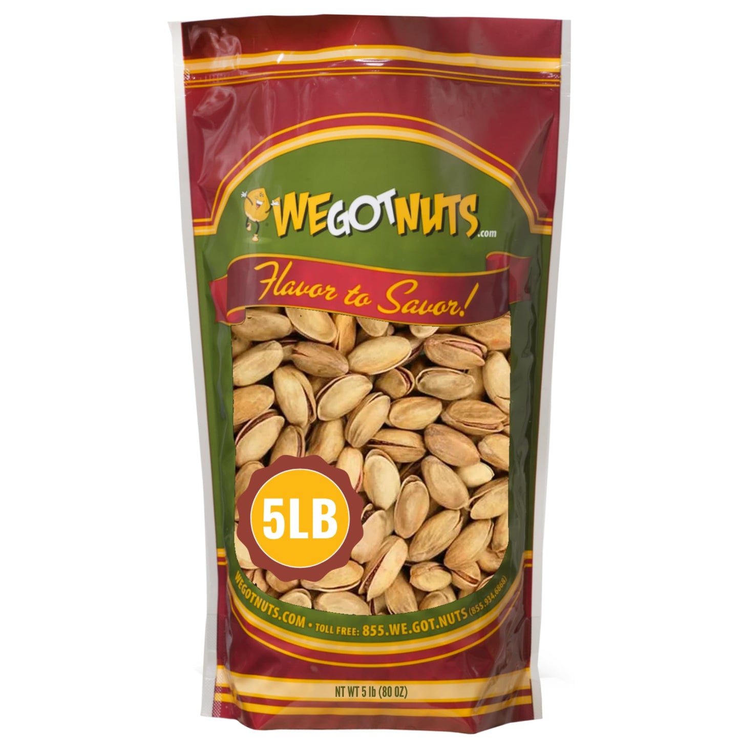 Turkish Antep Pistachios 5 Pounds (80Oz) - Premium Quality Kosher Roasted Pistachios By We Got Nuts - Natural & Healthy Rich Fla