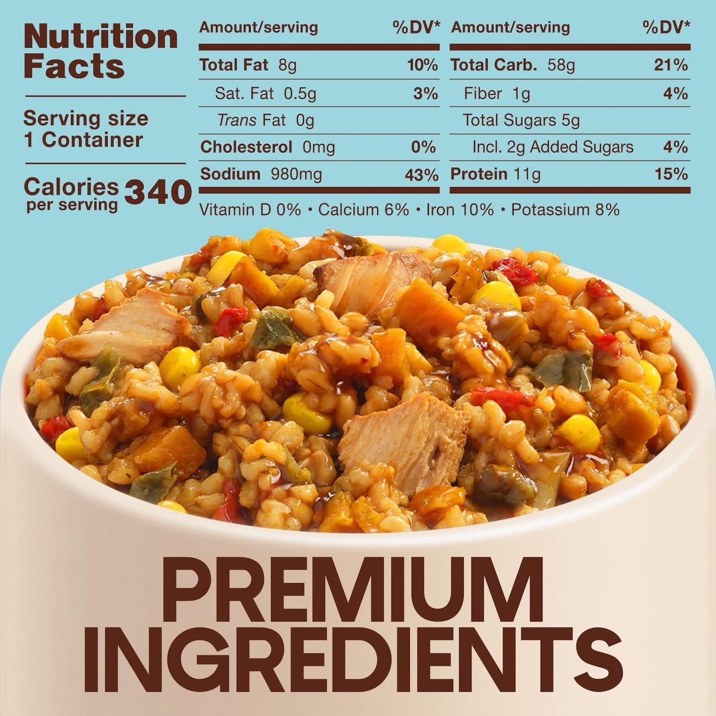 Born Simple Prepared Meals - Ready To Eat Teriyaki Chicken Rice Bowl | 11G Protein | 11 Oz (Pack Of 3)