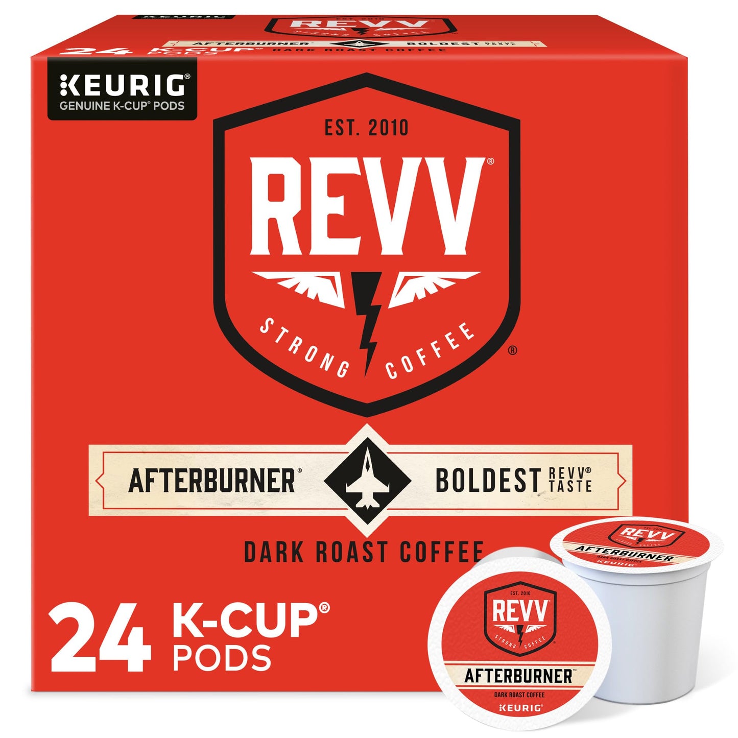 revv Afterburner Dark Roast Coffee K-Cup Pods, 96 Count, Single-Serve, 24 Count (Pack of 4)