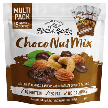 Natures Garden Choco Nut Mix, Chocolate Covered Raisins, Nut Mix, Almonds, Cashews, Cholesterol Free, Sodium Free, No Artificia
