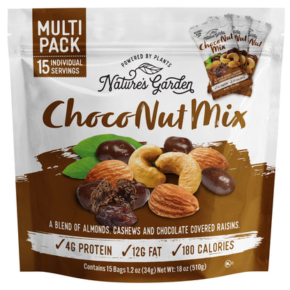 Natures Garden Choco Nut Mix, Chocolate Covered Raisins, Nut Mix, Almonds, Cashews, Cholesterol Free, Sodium Free, No Artificia