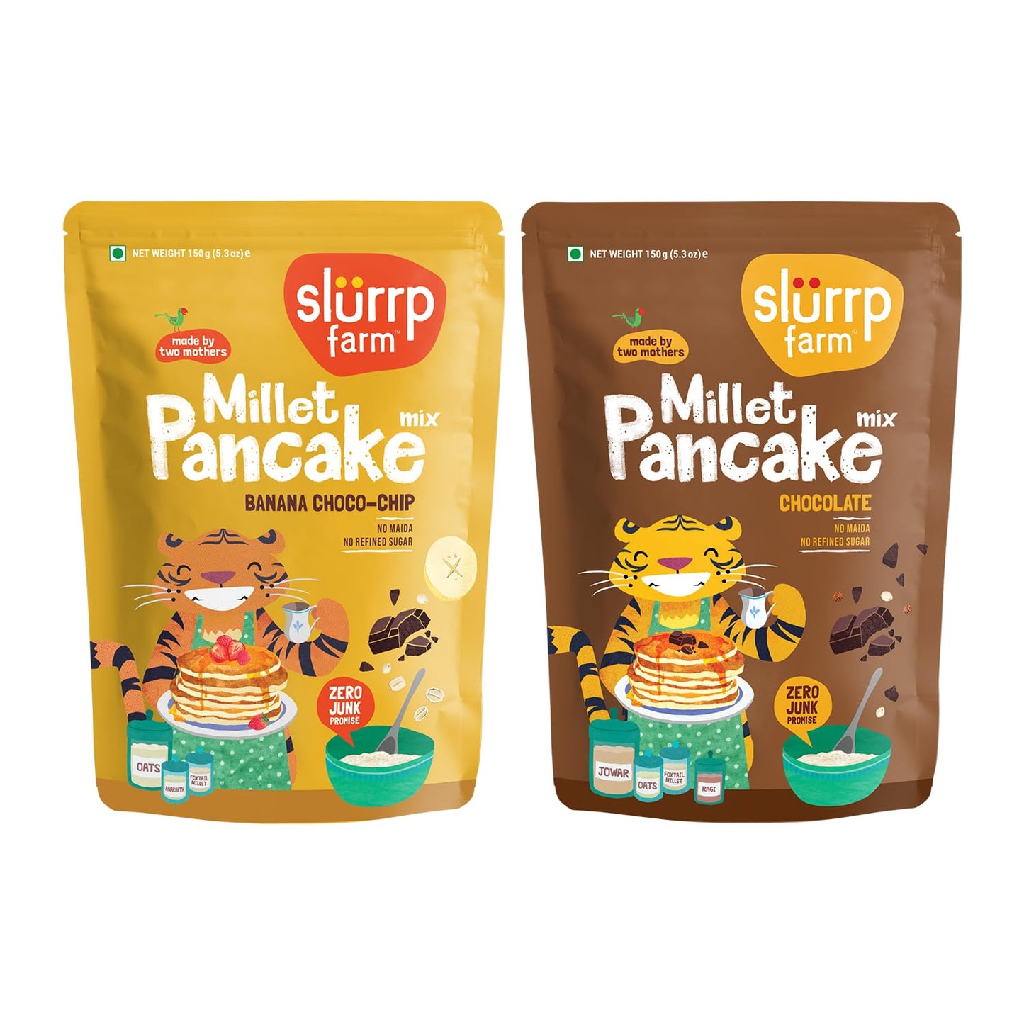 Slurrp Farm Instant Breakfast Millet Pancake Mix, Banana Choco-Chip, Supergrains And Chocolate, Natural And Healthy Food, 100% V
