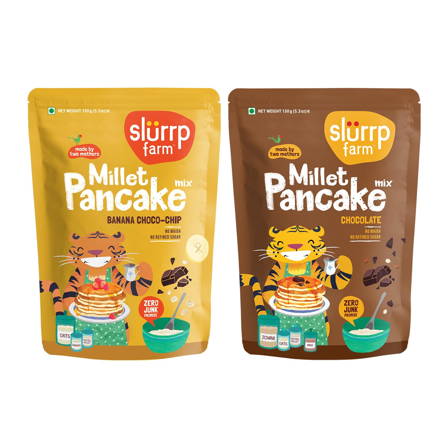 Slurrp Farm Instant Breakfast Millet Pancake Mix, Banana Choco-Chip, Supergrains And Chocolate, Natural And Healthy Food, 100% V