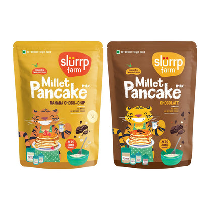 Slurrp Farm Instant Breakfast Millet Pancake Mix, Banana Choco-Chip, Supergrains And Chocolate, Natural And Healthy Food, 100% V