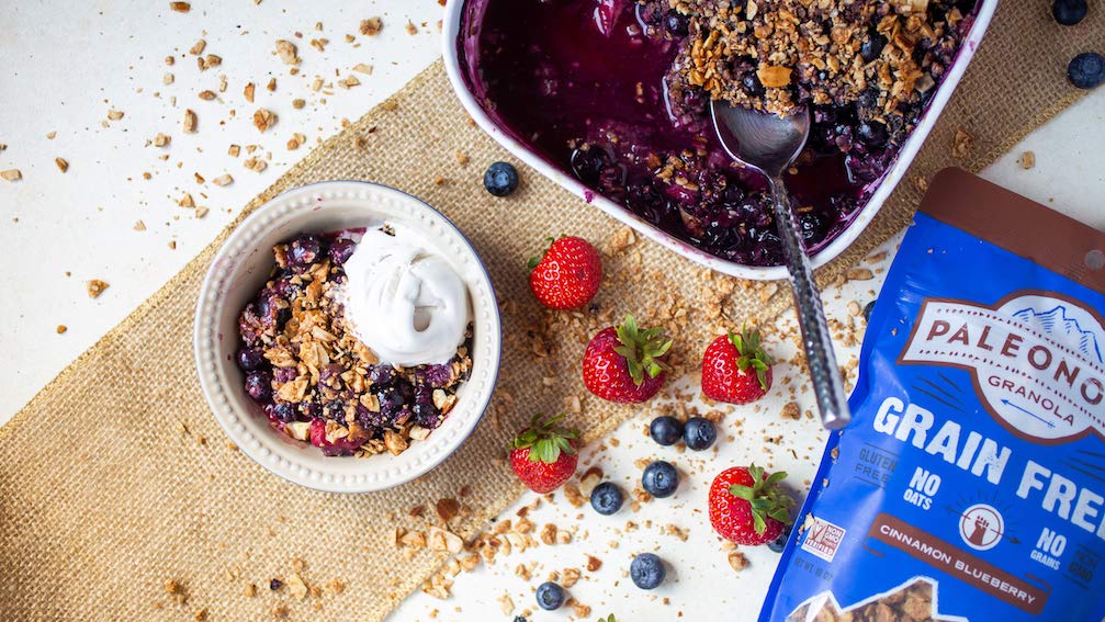 Paleonola - Grain Free Granola Cinnamon Blueberry Flavor - Non-Gmo, Grain, Soy, Gluten, Dairy Free - Low Carb Protein Snack For
