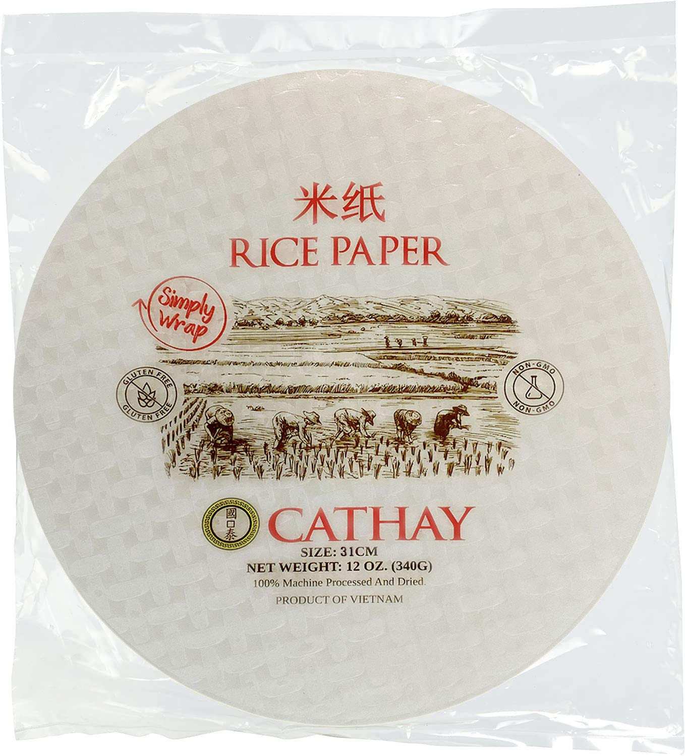 Cathay Fresh Spring Roll Rice Paper Wrappers, Rice Paper Wrappers For Fresh Rolls-25 Sheets, Non-Gmo, Gluten-Free, Low Carb, Vie